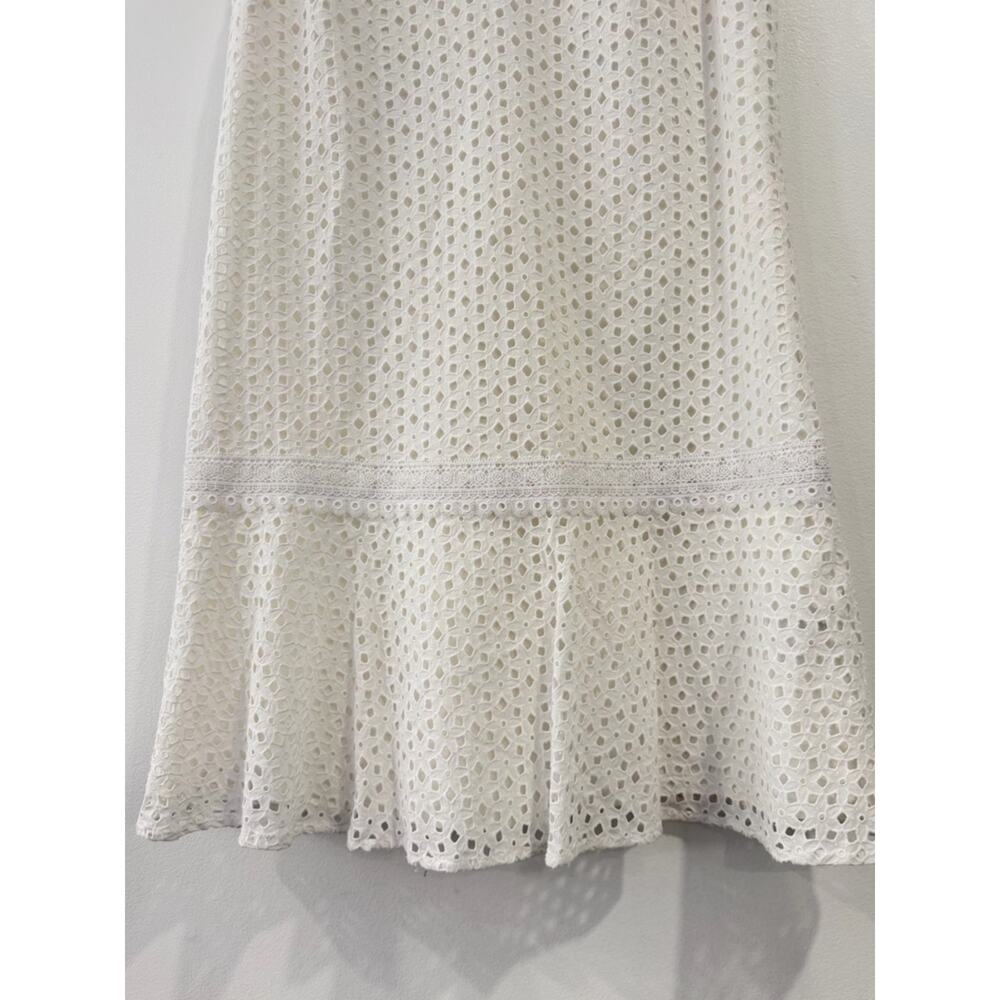 Banana Republic White Cotton Eyelet Drop Waist Dress 6 - Picture 4 of 12